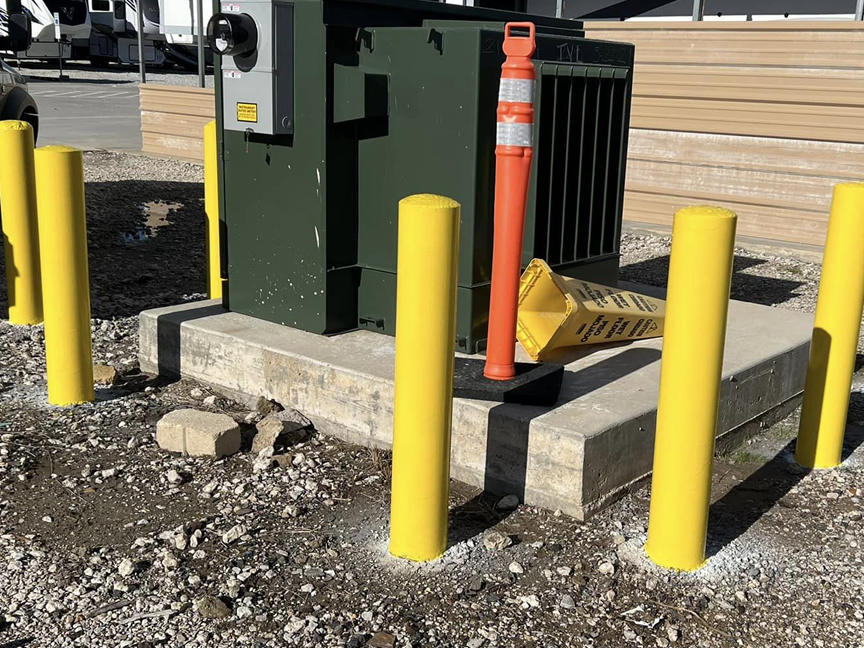 Bollard Installation Painted Yellow