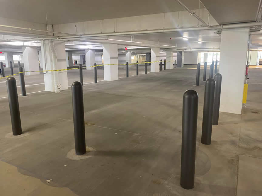 Bollards Installed In Parking Garage