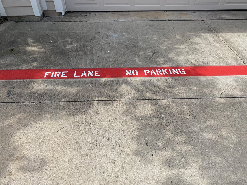 Fire Lane Striping On Concrete Parking Lot