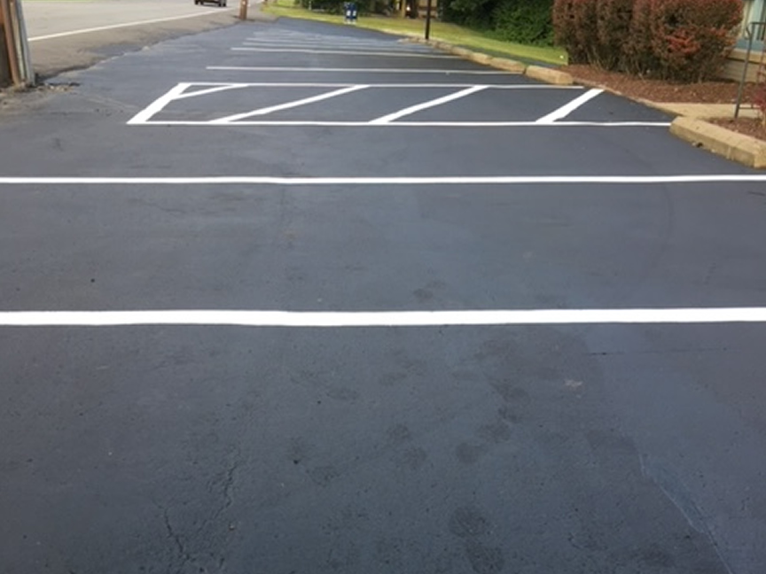 Parking Lot Striping White Lines on Asphalt