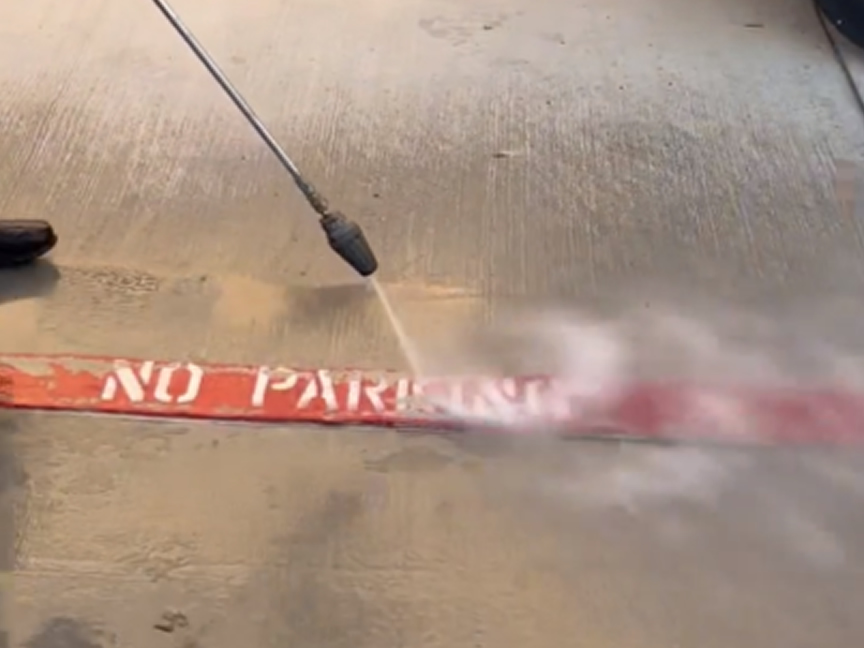 Pressure Washing A Parking Lot