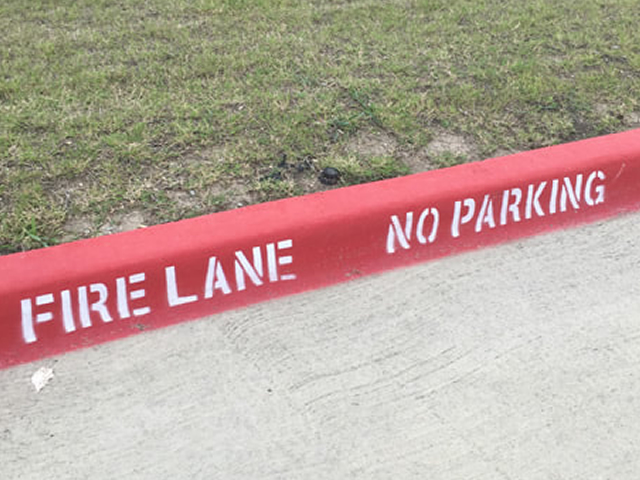 Red Fire Lane Striping and Curb Painting Barboursville, WV