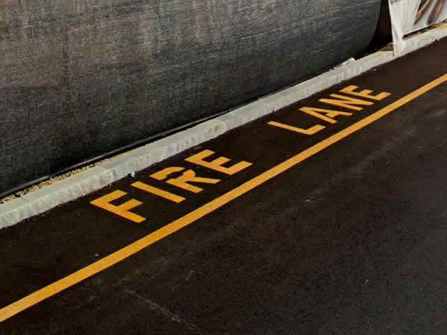 Fire lane striping in Burlington Massachusetts